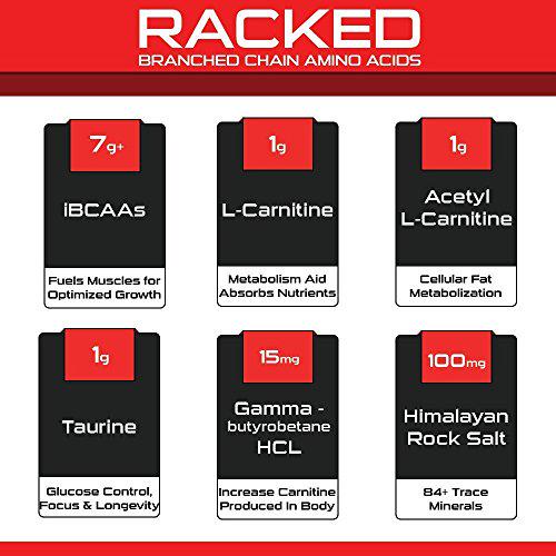 RACKED Branch Chained Amino Acids | L-Carnitine, Acetyl L-Carnitine, GBB | BCAAs That You Can Feel! Powder, 30 Servings (Watermelon)