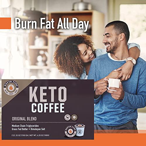 Rapid Fire Ketogenic High Performance Keto Coffee Pods, Supports Energy and Metabolism, Supports Weight Loss, Ketogenic Diet, 12 Single Serve K-Cups, Multi