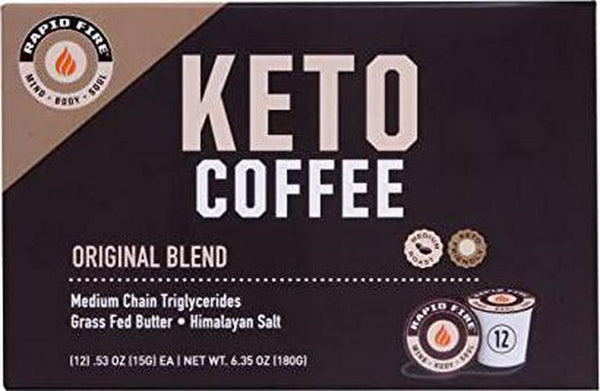 Rapid Fire Ketogenic High Performance Keto Coffee Pods, Supports Energy and Metabolism, Supports Weight Loss, Ketogenic Diet, 12 Single Serve K-Cups, Multi