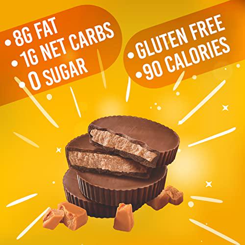 Rapidfire Keto Cafe Bites, Delicious and Creamy Fat Cups, Contains MCTs and Coconut Oil, 8 Functional Fats, 1 Gram of Net Carbs, Caramel Macchiato, 14 Count Box, Light Brown