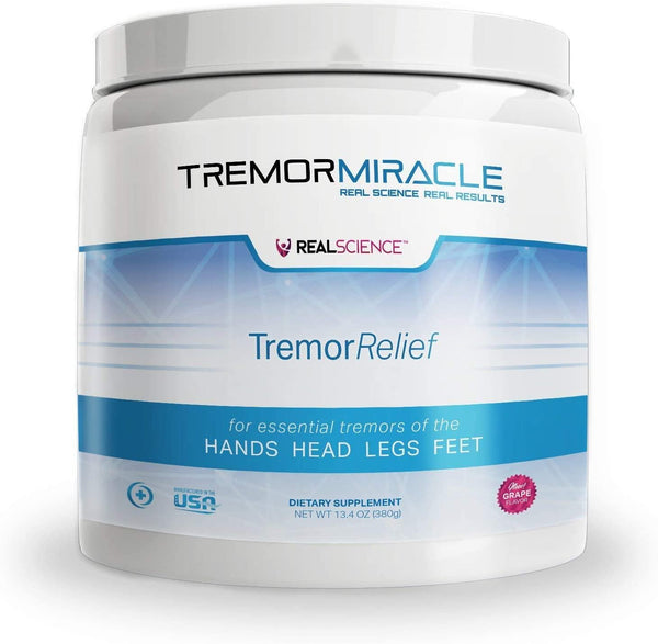 Real Science Nutrition Tremor Miracle - Essential Tremor Herbal Supplement Powder for Hands, Legs, Feet, Head Tremors (13.4 Oz, Grape Flavor)