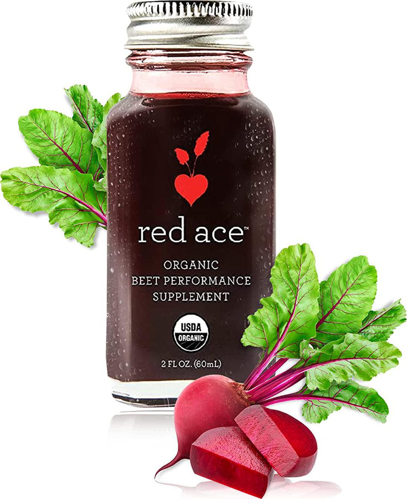 Red Ace 100% Organic Beet Juice Shot, Nitric Oxide Superfood Boost, Pre Workout, Folic Acid, Performance Supplement, Improves Stamina, Brain Focus, Circulatory Wellness, and Oxygen, 2 Fl Oz, 12 Count