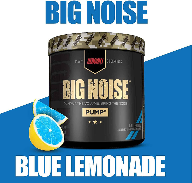 Redcon1 Big Noise Pump Formula (Blue Lemonade) Non Stimulant Pre Workout, Increased Energy and Focus, Intense Pumps, Vasodilator (30 Servings)