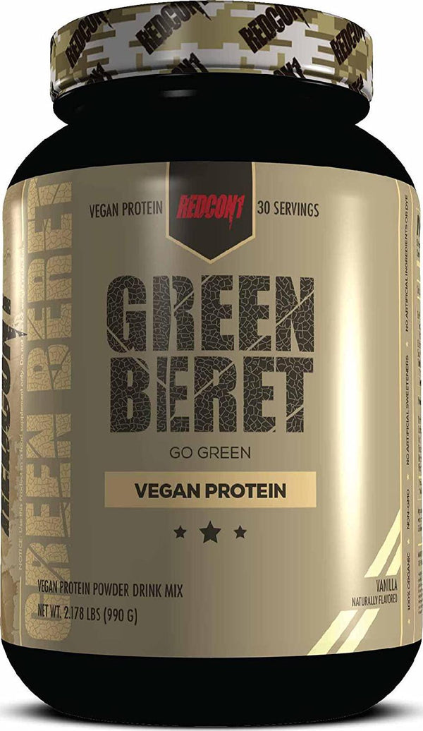Redcon1 Green Beret, Vegan Protein (Vanilla) No Artificial Flavors, 20G Protein, 0G Sugar, 30 Servings