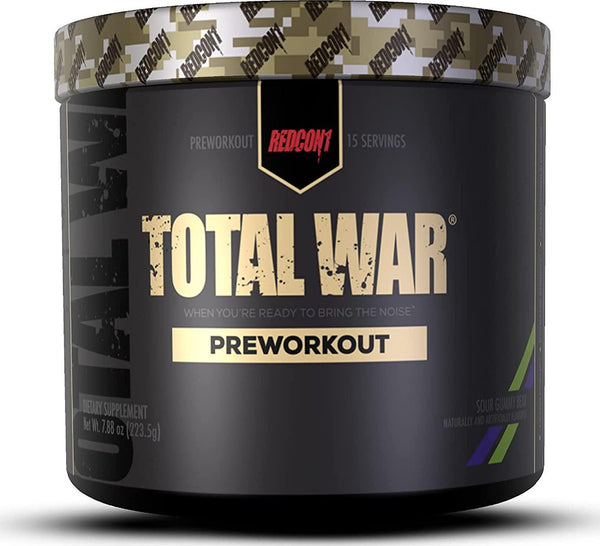 Redcon1 - Total War - Preworkout - All New (15 Servings) Boost Energy, Increased Lasting Endurance, Citrulline Malate, Beta-Alanine, Keto Friendly, (Sour Gummy)