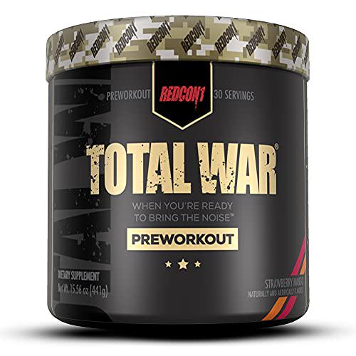 Redcon1 Total War - Pre Workout, 30 Servings, Boost Energy, Increase Endurance and Focus, Beta-Alanine, 350mg Caffeine, Citrulline Malate, Nitric Oxide Booster - Keto Friendly (Strawberry Mango)