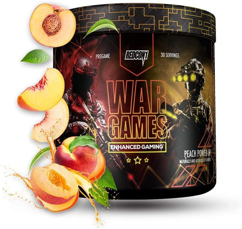 Redcon1 - War Games (30 Servings) Gaming Supplement - Nootropic Hyper Focus, Combat Fatigue, Enhanced Reaction Time, Improves Visual Recovery, Support Low Light Focus (Peach Power-Up)