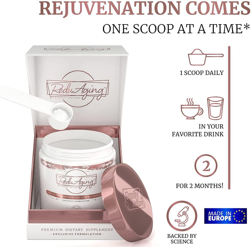 ReduAging Exclusive Formulation | CLINICALLY Proven Reduces Eye Wrinkles in 50% | Anti Skin Aging, Cellulite | with Key micronutrients, Vitamin C, Niacin, Zinc, Copper