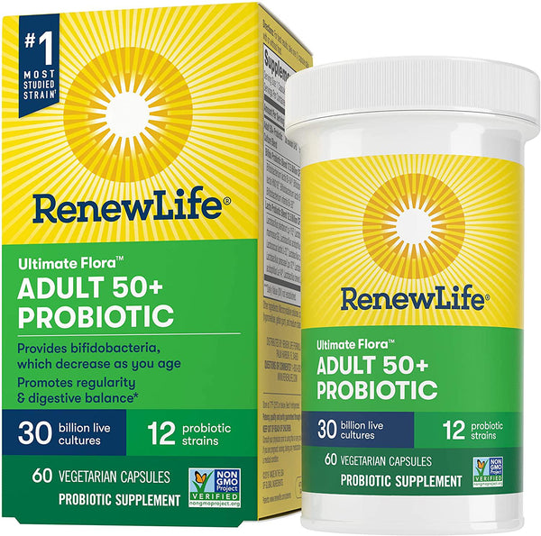 Renew Life Adult 50+ Probiotic, Ultimate Flora, 30 Billion, 60 Capsules