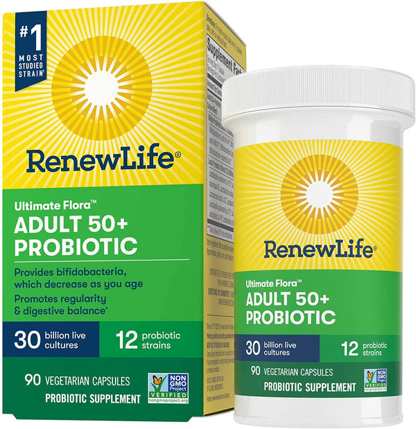 Renew Life Adult 50+ Probiotic, Ultimate Flora, 30 Billion, 90 Capsules