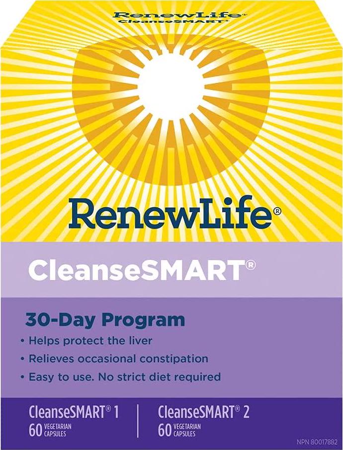 Renew Life Adult Cleanse - Cleanse Smart - 2-Part, 30-Day Program - Gluten and Soy Free - 120 Vegetarian Capsules