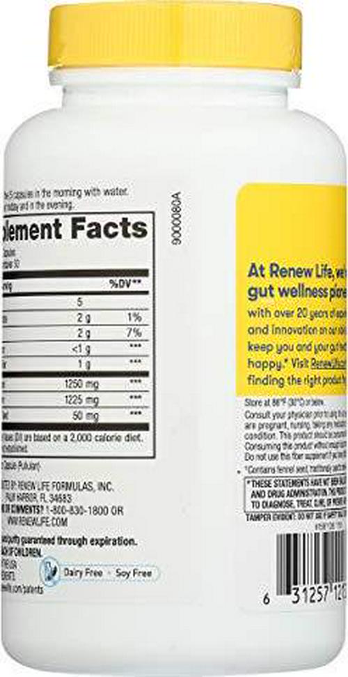 Renew Life Adult Daily Digestive Prebiotic Fiber, 150 Vegetarian Capsules (Package May Vary) (Package May Vary)