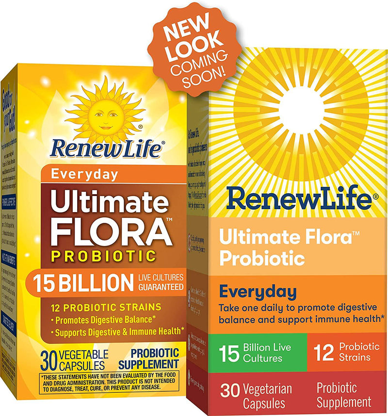 Renew Life Adult Probiotic - Ultimate Flora Everyday Probiotic Supplement - Gluten, Dairy and Soy Free - 15 Billion CFU - 30 Vegetarian Capsules