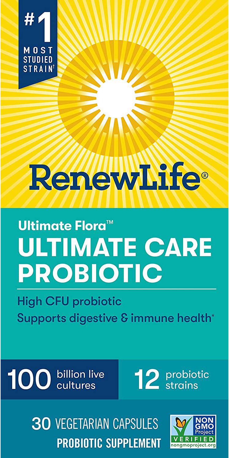 Renew Life - Ultimate Flora Probiotic Extra Care - 100 billion - daily digestive and immune health supplement - 30 vegetable capsules