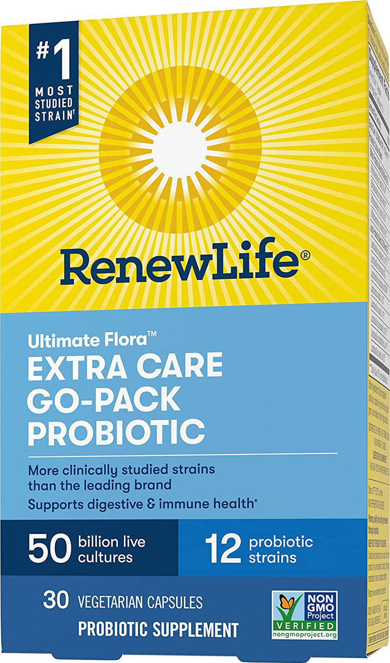 Renew Life - Ultimate Flora Probiotic Extra Care - 50 billion - daily digestive and immune health supplement - 30 vegetable capsules - Go Pack
