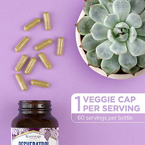 Reserveage, Resveratrol 250 mg, Antioxidant Supplement for Heart and Cellular Health, Supports Healthy Aging, Paleo, Keto, 60 Capsules