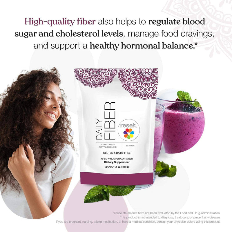 Reset360 Daily Fiber | Tasteless Dietary Fiber Supplement | Quick Dissolving and Easy Mixing Sugar Free, Gluten Free Fiber Powder for Weight Support and Gut Health, 40 Servings, 14.1 Ounces, 1 Pack