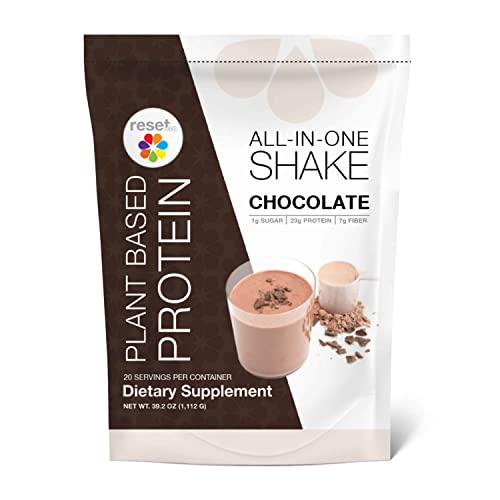 Reset360 Plant Based Protein Powered | All In One Meal Replacement Shake | Gluten Free, Soy Free, Dairy Free, Low Carb, Low Sugar Shakes For Weight Loss, 20 Servings, 33.3oz, Chocolate, 1 Pack