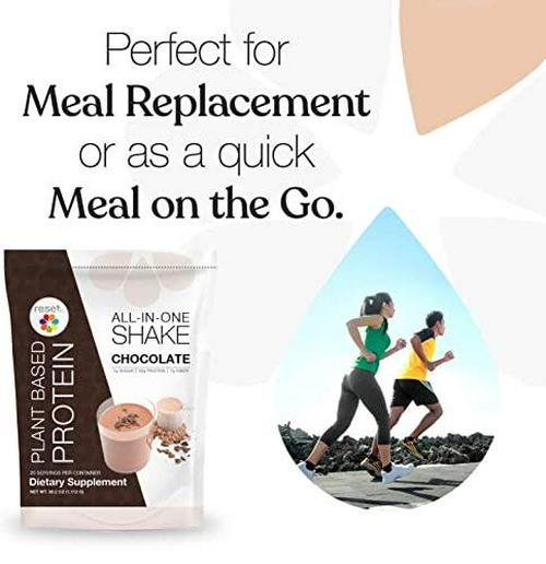 Reset360 Plant Based Protein Powered | All In One Meal Replacement Shake | Gluten Free, Soy Free, Dairy Free, Low Carb, Low Sugar Shakes For Weight Loss, 20 Servings, 33.3oz, Chocolate, 1 Pack