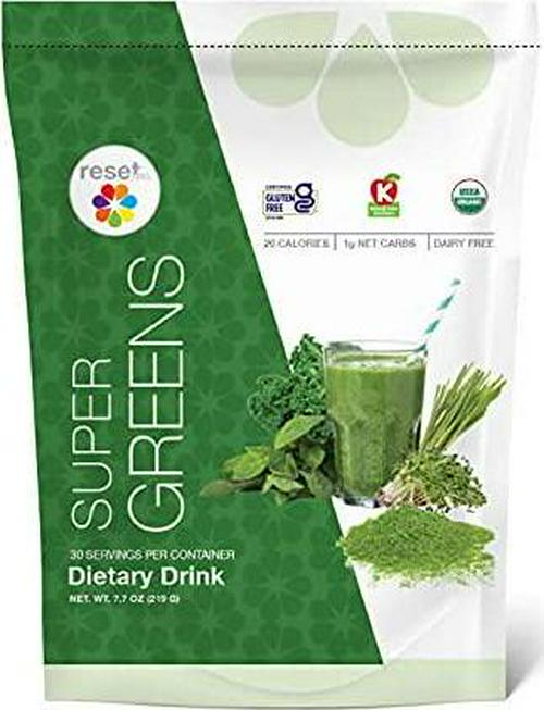 Reset360 Super Greens | Organic Green Superfood Powder Supplement | Gluten Free Dark Leafy Advanced Antioxidant Veggie Formula, 30 Servings, 1 Pack