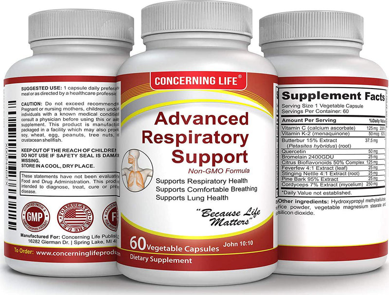 Respiratory Advanced Lung Support Supplement - Natural Lung Cleanse and Detox - Lung Supplements Bronchial Wellness - Natural Lung Breathing Relief - Asthma Supplement Support