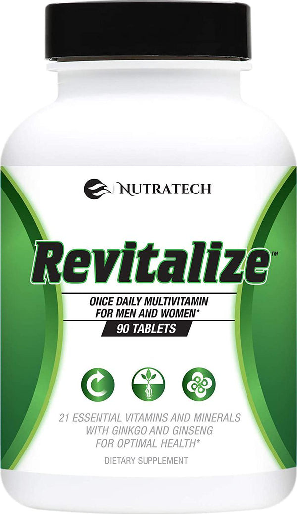 Revitalize – Powerful One A Day Whole Foods Multivitamin for Men and Women with 21 Essential Vitamins, Nutrients and Minerals for Optimal Health with Ginkgo and Ginseng.