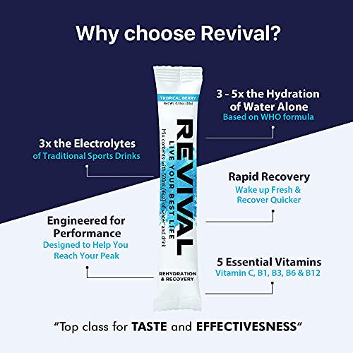 Revival Shots - Electrolyte Rehydration Powders, Hydration Packets, Hydration Powder Packets, Orange Flavor (6 Packets) and Wild Cherry Flavor (6 Packets), Electrolyte Packets Bundle