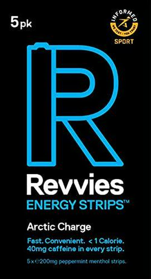 Revvies Energy Strips | Arctic Charge | 50 Strips | 40mg Caffeine Strip | 2 Strip = Coffee/Energy Drink | Less Than 2 Calories | Vegan 10 x 5PK