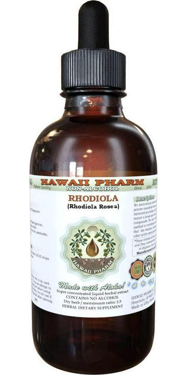 Rhodiola Alcohol-Free Liquid Extract, Organic Rhodiola (Rhodiola Rosea) Dried Root Glycerite Natural Herbal Supplement, Hawaii Pharm, USA 2 fl.oz