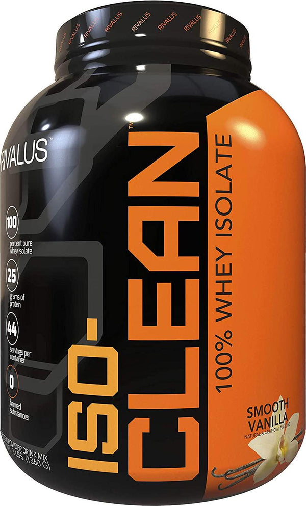 Rivalus Iso-clean Protein, Smooth Vanilla, 3 Lb - 100% Whey Isolate Protein, Fast Digesting, Zero Gluten, Zero Fat, Clean Nutritional Profile, No Banned Substances, Made In Usa