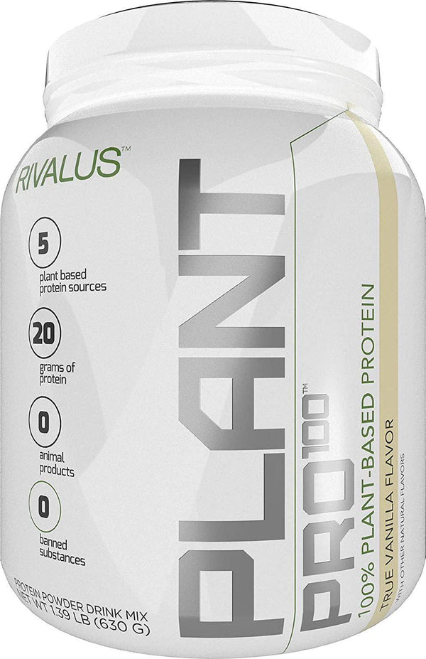 Rivalus Plant Pro 100, Vanilla, 1.38 Pound - - 100% Plant Based, Vegan, No Lactose, No Soy Protein, Zero Banned Substances, Made USA