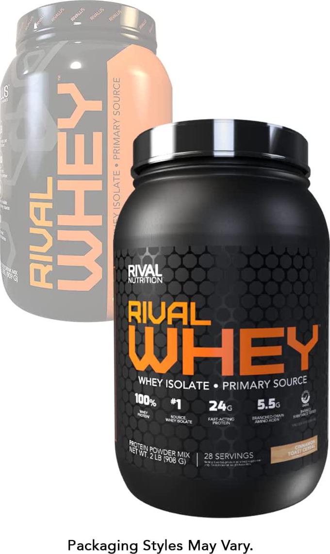 Rivalus Rivalwhey Cinnamon Toast 2lb - 100% Whey Protein, Whey Protein Isolate Primary Source, Clean Nutritional Profile, BCAAs, No Banned Substances, Made in USA