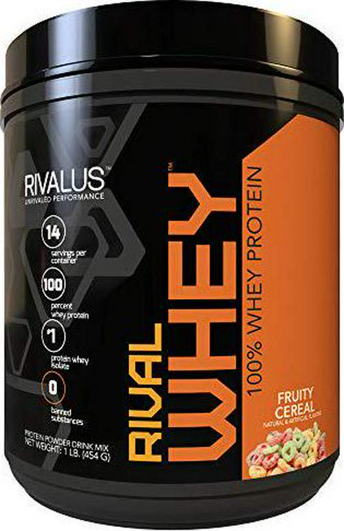 Rivalus Rivalwhey Fruity Cereal 1lb - 100% Whey Protein, Whey Protein Isolate Primary Source, Clean Nutritional Profile, BCAAs, No Banned Substances, Made in USA
