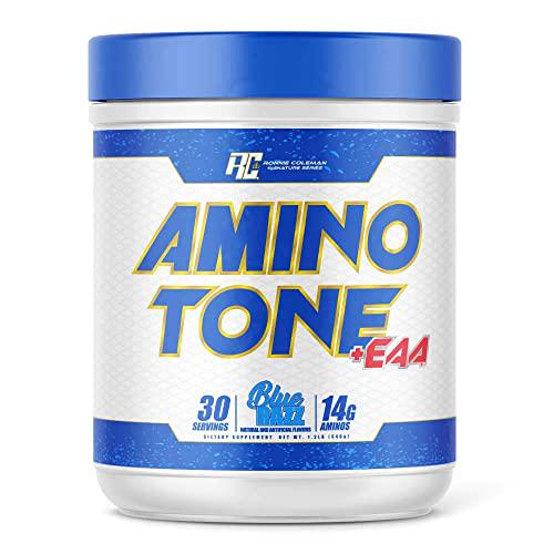 Ronnie Coleman Signature Series Amino-Tone EAAs Amino Acids Powder with BCAAs, Hydration Essential Amino Acids Post Workout Muscle Recovery, Blue Razz, 30 Servings