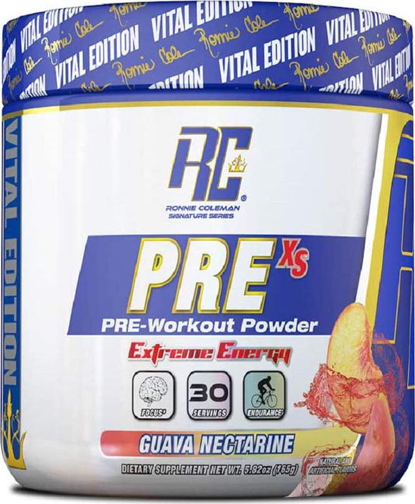 Ronnie Coleman Signature Series Pre XS Extreme Energy Pre-Workout Powder, Guava Nectarine 165 g,, Guava Nectarine 165 grams