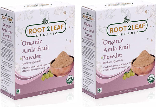 Root2Leaf Organic Amla Fruit Powder | Amalaki For Cooking, Smoothies, Latte, Skin and Hair Care Pack of 2 (100 Gms)