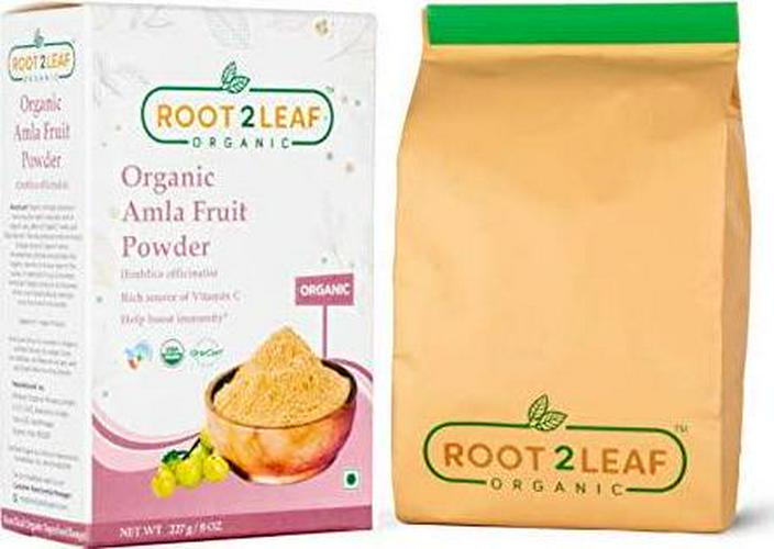 Root2Leaf Organic Amla Fruit Powder | Amalaki For Cooking, Smoothies, Latte, Skin and Hair Care (227 Gms)