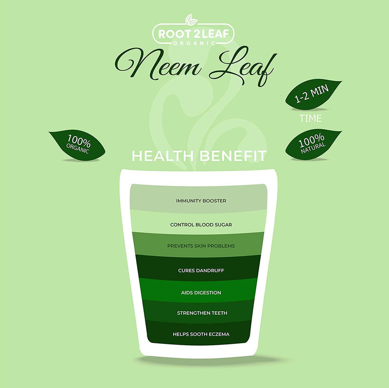 Root2Leaf Organic Neem Leaf Powder | Azardirachta Indica For Glowing Skin, Hair, Nails, Supports Digestion, Anti-oxidant, Supports Healthy Blood Sugar, Cholesterol, More - Pack of 2 (100 Gms)