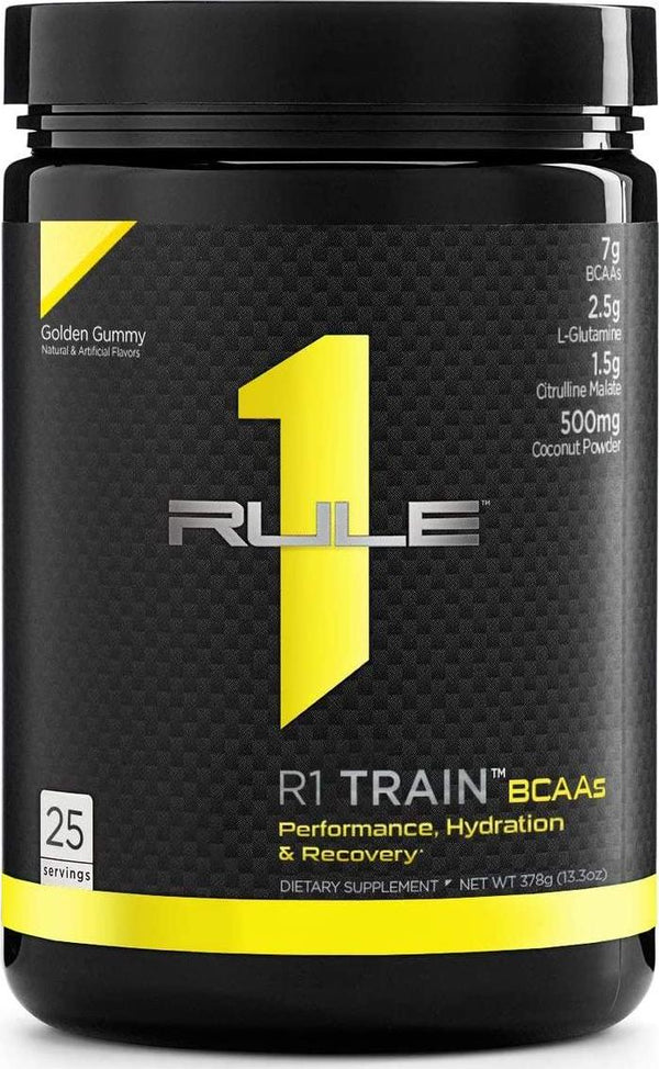 Rule1 R1 Train BCAA's 25 Servings, Golden Gummy, 378 Grams