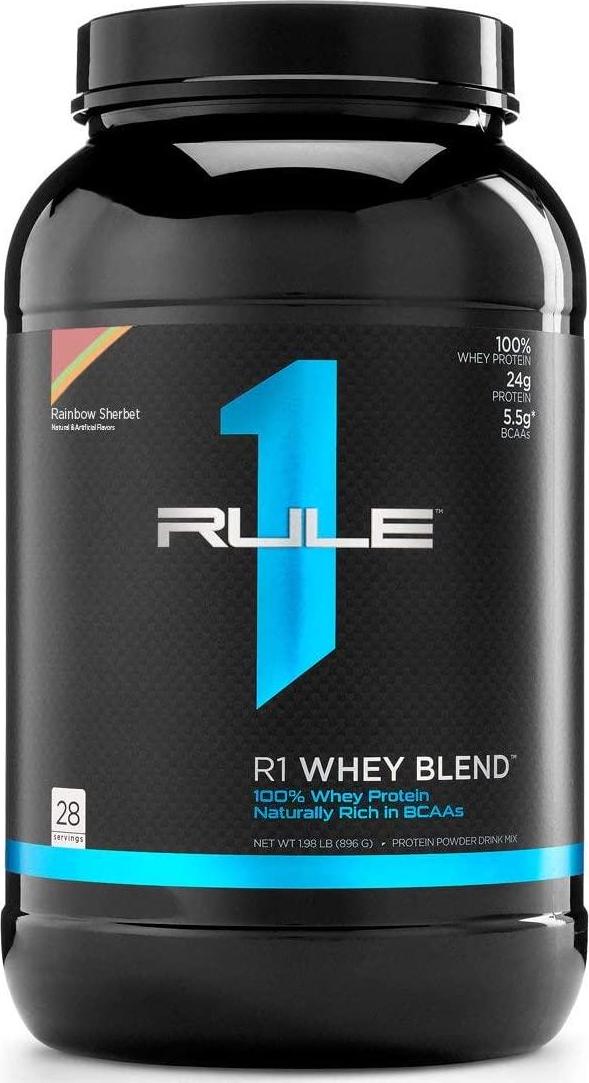 Rule1 R1 Whey Blend 28 Servings, Rainbow Sherbert, 1 Kilogram
