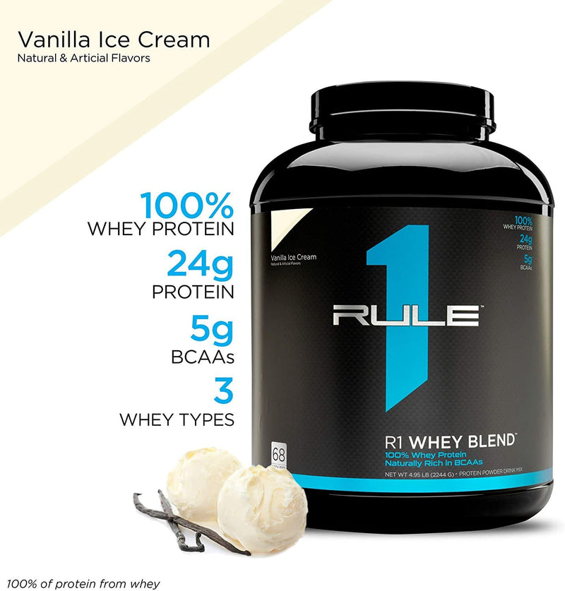 Rule1 R1 Whey Blend 68 Servings, Vanilla Ice Cream,, Vanilla Ice Cream 2.5 kilograms