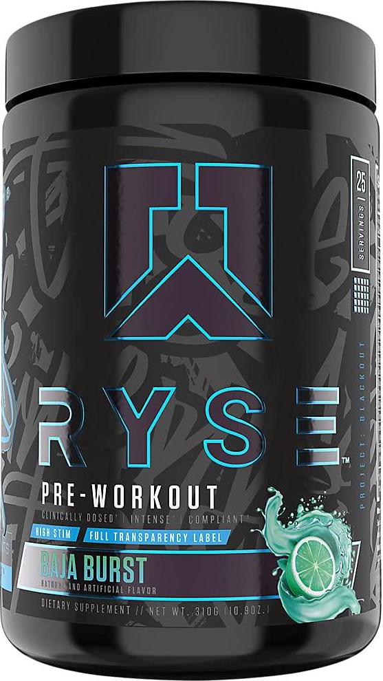 Ryse Baja Blast Blackout Pre Workout Dietary Supplement, 25 Serve, Multicolour, 310 g (Pack of 1) (RY-BP25BB)