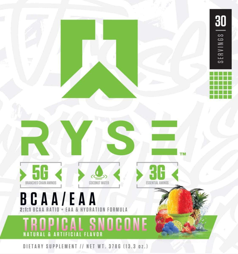 Ryse Tropical Snowcone BCAA + EAA Dietary Supplement, 30 Serve