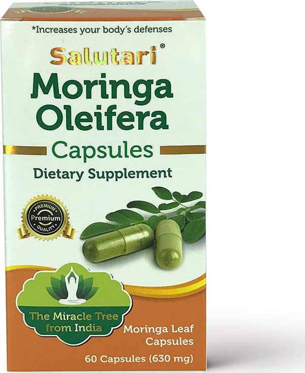 SALUTARI Moringa Capsules – 1260 mg Moringa Leaf Powder Capsules – Moringa Dietary Supplement Rich in Essential Amino Acids, Vitamins and Nutrients – Vegetarian Formula – 60 Capsules
