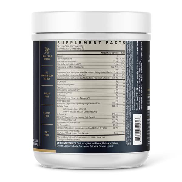 SHIFTED Maximum Pre Workout Powder - Caffeinated Powdered Drink Mix with Creatine, L-Citrulline, Taurine, and L-Tyrosine - All-in-One Energy Drink Mix for Muscle Growth, Endurance, and Focus - (Berry)