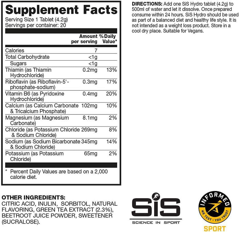 SIS Hydro Electrolyte Tablet Hydration, Keto Performance Electrolyte Drink, Sports Drink Tablets for Exercise and Everyday Hydrating - Lemon - 20 Tablets - 3 Pack