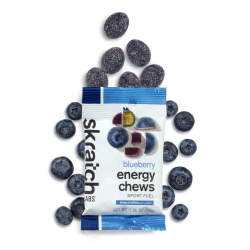 SKRATCH LABS Energy Chews Sport Fuel, Blueberry with Caffeine (10 pack) - Energy Chews for Exercise, Endurance and Performance - Gluten Free, Dairy Free, Vegan