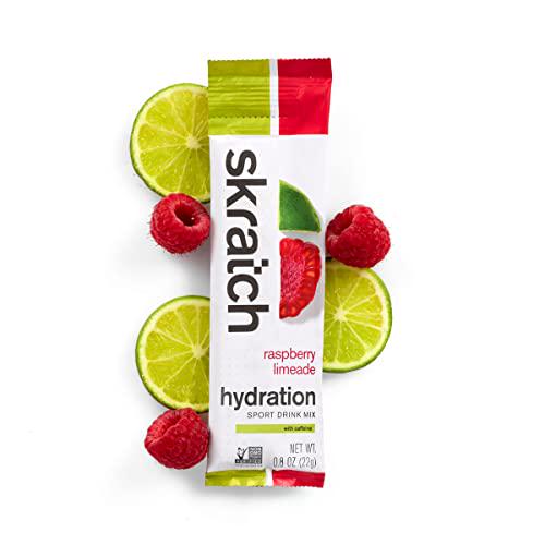 SKRATCH LABS Hydration Packets- Hydration Sport Drink Mix, Raspberry Limeade with Caffeine (20ct)- Electrolyte Powder Developed for Athletes and Sports Performance, Gluten Free, Vegan, Kosher