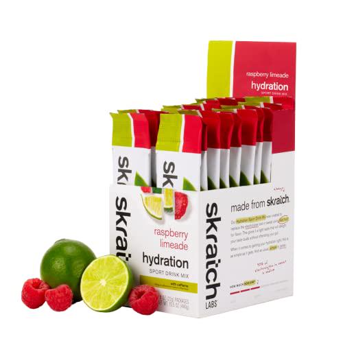 SKRATCH LABS Hydration Packets- Hydration Sport Drink Mix, Raspberry Limeade with Caffeine (20ct)- Electrolyte Powder Developed for Athletes and Sports Performance, Gluten Free, Vegan, Kosher