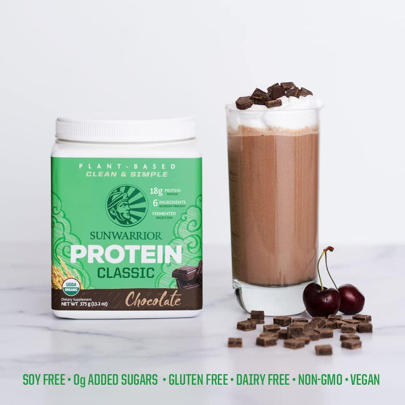 SUNWARRIOR Organic Classic Chocolate Protein, 375 GR